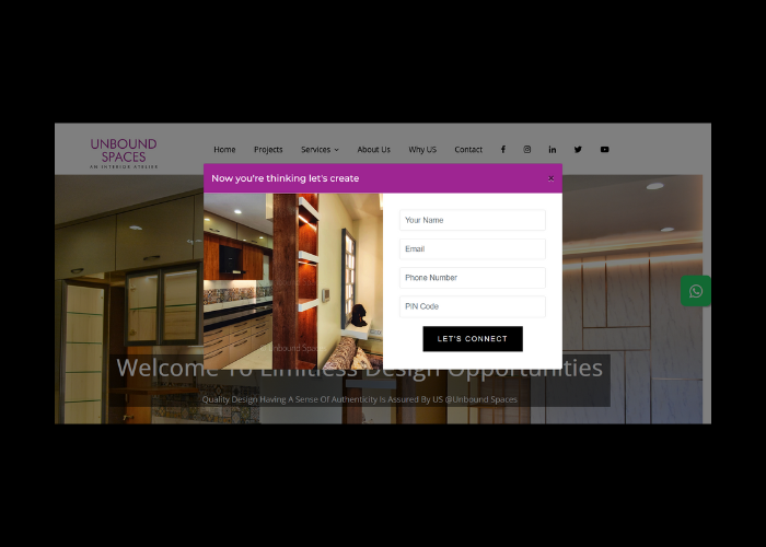 Interior designing company website development